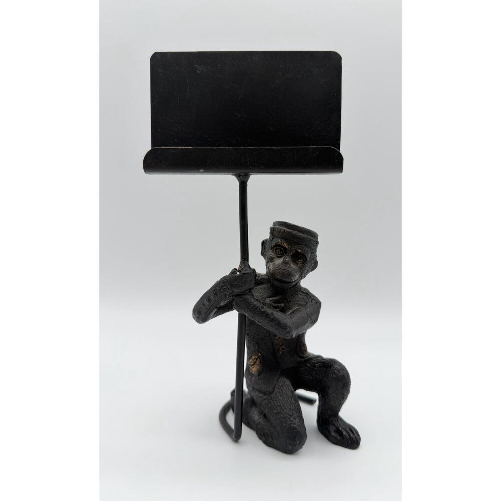 Vintage Cast Iron Monkey Bell Hop Business Card Holder 8”